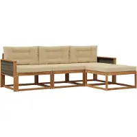 vidaXL Buiten bank set 4 st Natuurlijk en Beige