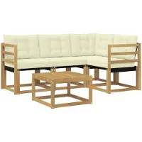 vidaXL Buiten bank set 5 st Wit en crèmekleurig