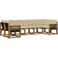 vidaXL Buiten bank set 7 st Natuurlijk en Beige