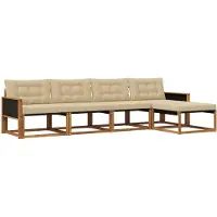 vidaXL Buiten bank set 5 st Natuurlijk en Beige
