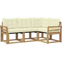 vidaXL Buiten bank set 4 st Wit en crèmekleurig
