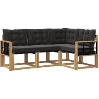 vidaXL Buiten bank set 4 st Wit en zwart
