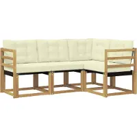vidaXL Buiten bank set 4 st Wit en crèmekleurig