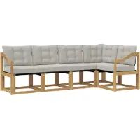 vidaXL Buiten bank set 5 st Wit en Lichtgrijs