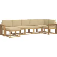 vidaXL Buiten bank set 7 st Wit en Beige Polyester