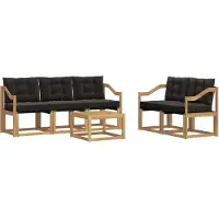 vidaXL Buiten bank set 6 st Wit en zwart