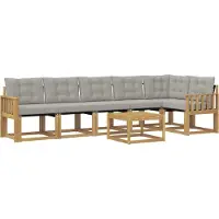 vidaXL Buiten bank set 7 st Wit en Lichtgrijs