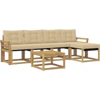 vidaXL Buiten bank set 6 st Wit en Beige