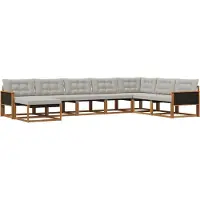 vidaXL Buiten bank set 8 st Naturel en lichtgrijs Massief Acacia Hout