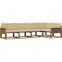 vidaXL Buiten bank set 5 st Natuurlijk en Beige