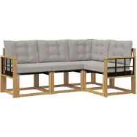 vidaXL Buiten bank set 4 st Wit en Lichtgrijs