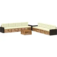 vidaXL Buiten bank set 9 st Natuurlijk en Crème Polyester