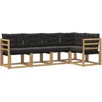 vidaXL Buiten bank set 5 st Wit en zwart