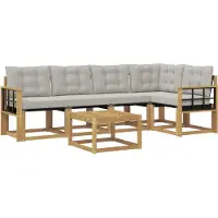 vidaXL Buiten bank set met kussen 6 pcs Wit en Lichtgrijs