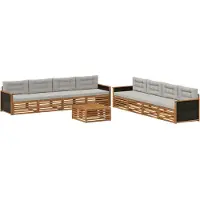 vidaXL Buiten bank set 9 st Naturel en lichtgrijs Polyester