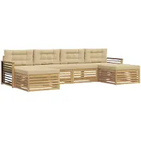 vidaXL Buiten bank set 6 st Wit en Beige Massief Acacia Hout