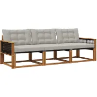 vidaXL Buiten bank set 3 st Naturel en lichtgrijs