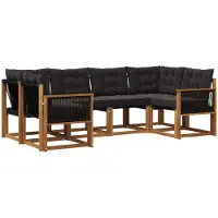 vidaXL Buiten bank set 6 st Naturel en Zwart