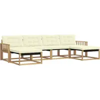 vidaXL Buiten bank set 6 st Wit en crèmekleurig