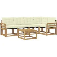 vidaXL Buiten bank set 6 st Wit en crèmekleurig