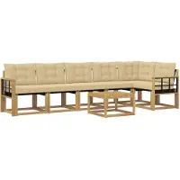 vidaXL Buiten bank set 7 st Wit en Beige