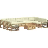 vidaXL Buiten bank set 10 st Wit en crèmekleurig Massief Acacia Hout