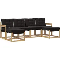 vidaXL Buiten bank set 6 st Wit en zwart