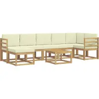 vidaXL Buiten bank set 8 st Wit en crèmekleurig Polyester
