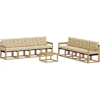 vidaXL Buiten bank set 9 st Wit en Beige