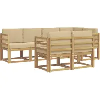 vidaXL Buiten bank set 7 st Wit en Beige Polyester