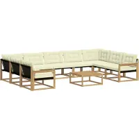 vidaXL Buiten bank set 10 st Wit en crèmekleurig