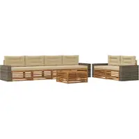 vidaXL Buiten bank set 7 st Natuurlijk en Beige Polyester