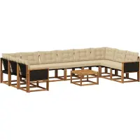 vidaXL Buiten bank set 11 st Natuurlijk en Beige