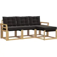 vidaXL Buiten bank set 4 st Wit en zwart