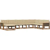 vidaXL Buiten bank set 8 st Natuurlijk en Beige Massief Acacia Hout
