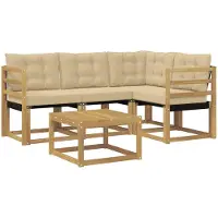 vidaXL Buiten bank set 5 st Massief Acaciahout en Textilene