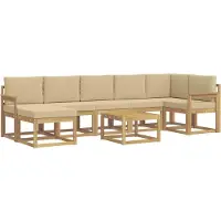vidaXL Buiten bank set 8 st Wit en Beige Polyester