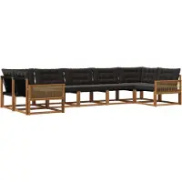 vidaXL Buiten bank set 7 st Naturel en Zwart