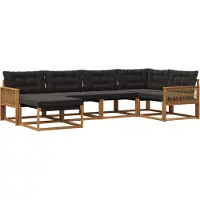 vidaXL Buiten bank set 6 st Naturel en Zwart Massief Acacia Hout