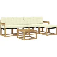 vidaXL Buiten bank set 6 st Wit en crèmekleurig