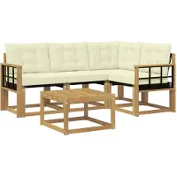 vidaXL Buiten bank set 5 st Wit en crèmekleurig