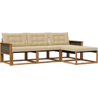 vidaXL Buiten bank set met kussen 4 pcs Natuurlijk en Beige