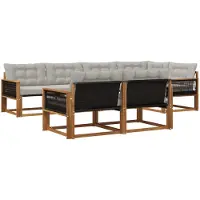 vidaXL Buiten bank set 7 st Naturel en lichtgrijs