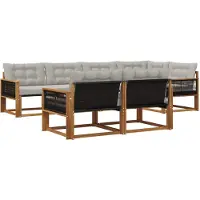 vidaXL Buiten bank set 7 st Naturel en lichtgrijs