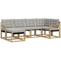 vidaXL Buiten bank set 6 st Wit en Lichtgrijs