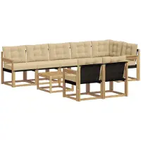vidaXL Buiten bank set 9 st Wit en Beige