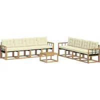 vidaXL Buiten bank set 9 st Wit en crèmekleurig