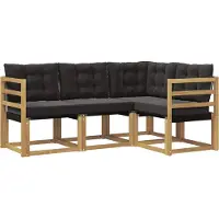 vidaXL Buiten bank set 4 st Wit en zwart
