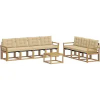 vidaXL Buiten bank set 8 st Wit en Beige
