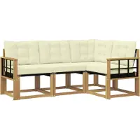 vidaXL Buiten bank set 4 st Wit en crèmekleurig